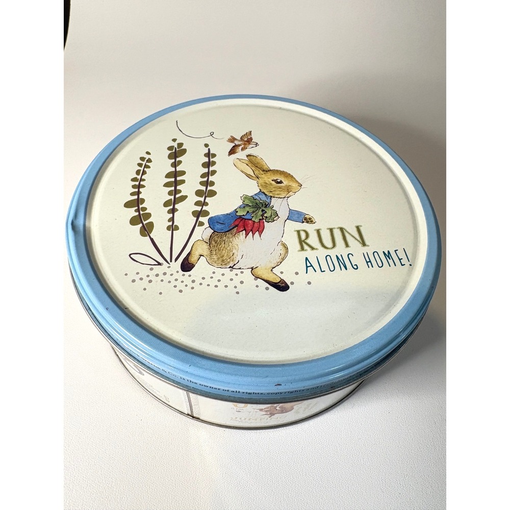 Peter Rabbit Run Along Home Small Round Collectible Cookie Tin Beatrix Potter